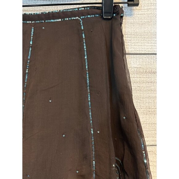 Casting Boho Chic Brown Skirt With Sequin Floral Size - Picture 2 of 5